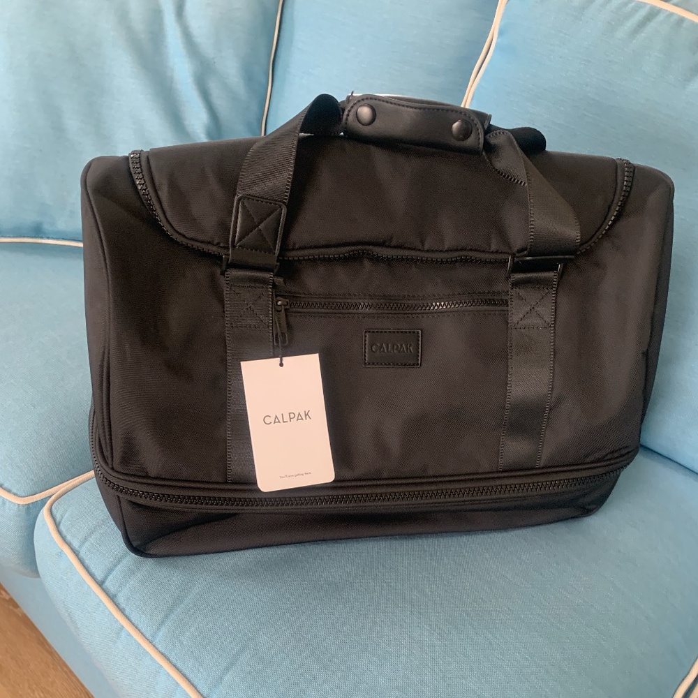 NEW With Tags CALPAK Stevyn Black Duffle Bag w/ Shoe Compartment